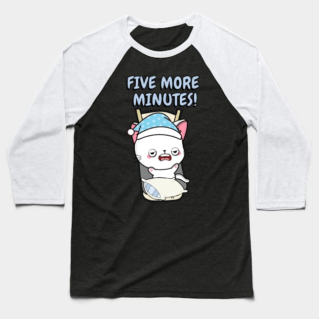 Lazy white cat cant get out of bed Baseball T-Shirt by Pet Station